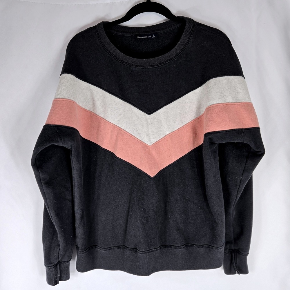 VTG Abercrombie &‎ Fitch Sweatshirt Color Block Pullover Crew Neck Top Chevron L
